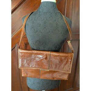 Vintage Arcioni Made In Italy Brown Leather Crossbody Bag With Crocodile Embosse